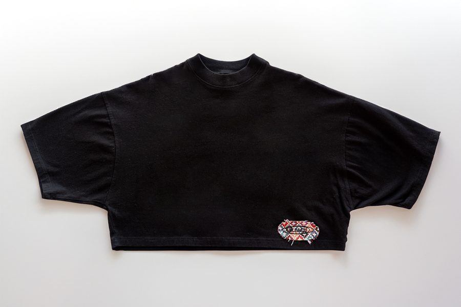 Hoodie Patches cropped tee — black