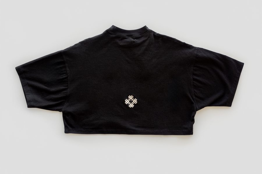 Monogram Cropped Tee — Black