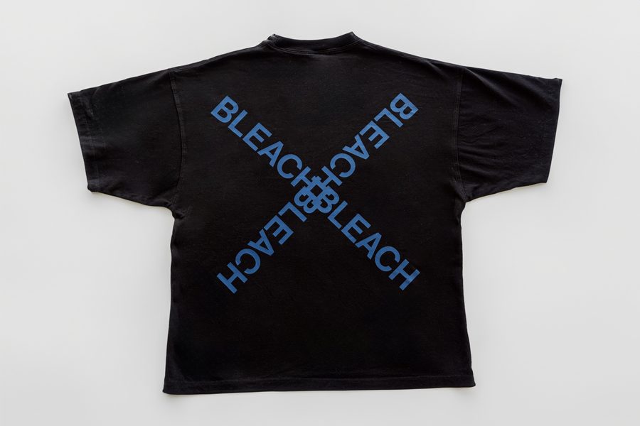 Diamond Crossed Tee — Black, blue X print, back